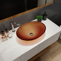 Tempered Glass Matte Bathroom Vessel Sink, Oval Bathroom Basin Tempered Glass Matt Tea Brown Bathroom Modern Glass