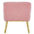 Modern Minimalist Pink Plush Fabric Single Person Sofa Chair With Golden Metal Legs. Suitable For Living Room, Bedroom, Club, Comfortable Cushioned Single Person Leisure Sofa Pink Plush