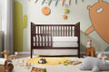 5 In 1 Convertible Crib, Converts From Baby Crib To Toddler Bed, Fits Standard Full Size Crib Mattress ,Easy To Assemble 53*29*9 Inches Espresso Espresso Classic Pine Wood