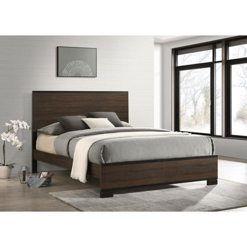 Rustic Queen Panel Bed Box Spring Required Queen Brown Wood Brown Bedroom Farmhouse,Rustic Rubberwood Panel Wood