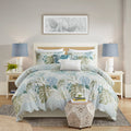 5 Piece Cotton Duvet Cover Set With Throw Pillow Blue Cotton