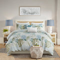 5 Piece Cotton Duvet Cover Set With Throw Pillow Blue Cotton
