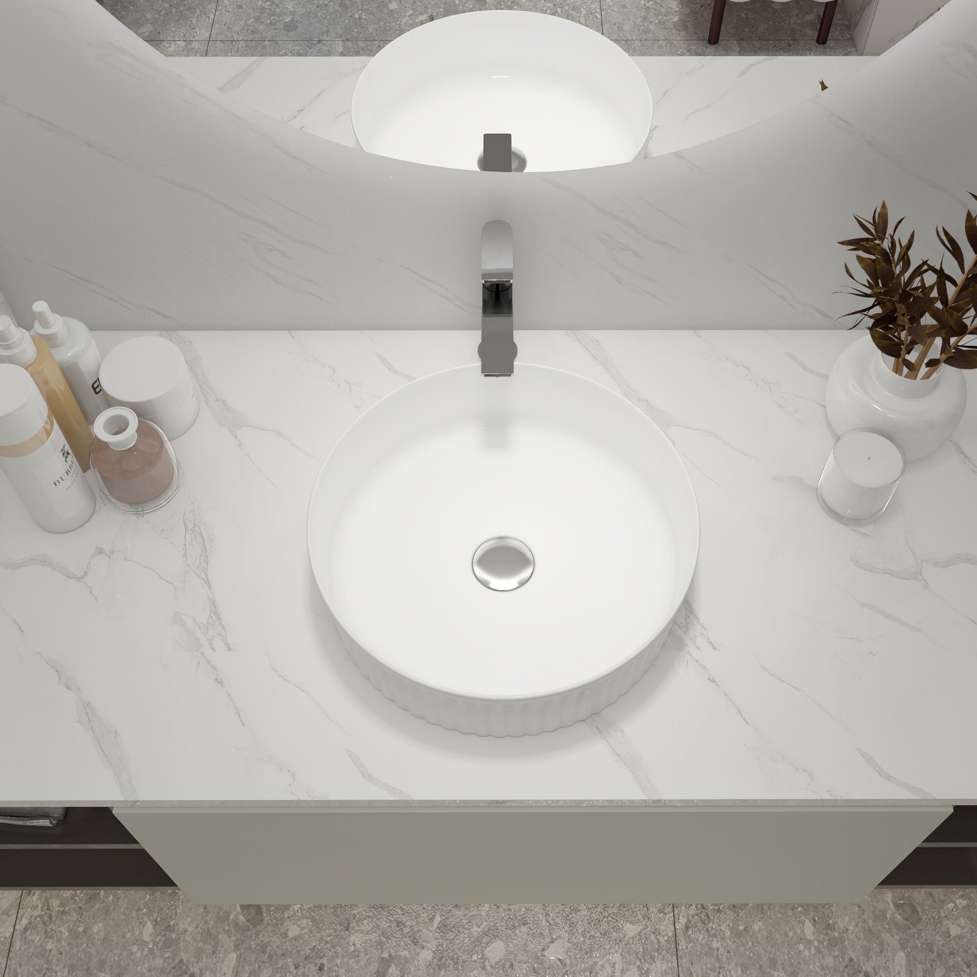 Ceramic Circular Vessel Bathroom Sink Art Sink Baa0014012Oo White Line Bathroom Ceramic