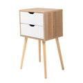Set Of 2 Wooden Modern Nightstand With 2 Drawers And 4 Solid Splayed Legs, Living Room Bedroom Furniture White White Mdf