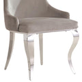 Grey And Chrome Upholstered Back Dining Chairs Set Of 2 Solid Grey Dining Room Polished Foam Spot Clean Contemporary,Modern Arm Chair Solid Back Foam Velvet