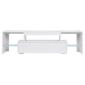 Led Tv Stand Modern Tv Stand With Storage Entertainment Center With Drawer Tv Cabinet For Up To 75 Inch For Gaming Living Room Bedroom White Particle Board