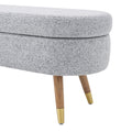 Storage Bench Upholstered Boucle Ottoman With Golden Metal Legs End Of Bed Bench For Bedroom, Living Room, Entryway,Bed Side Grey Grey Wood Fabric