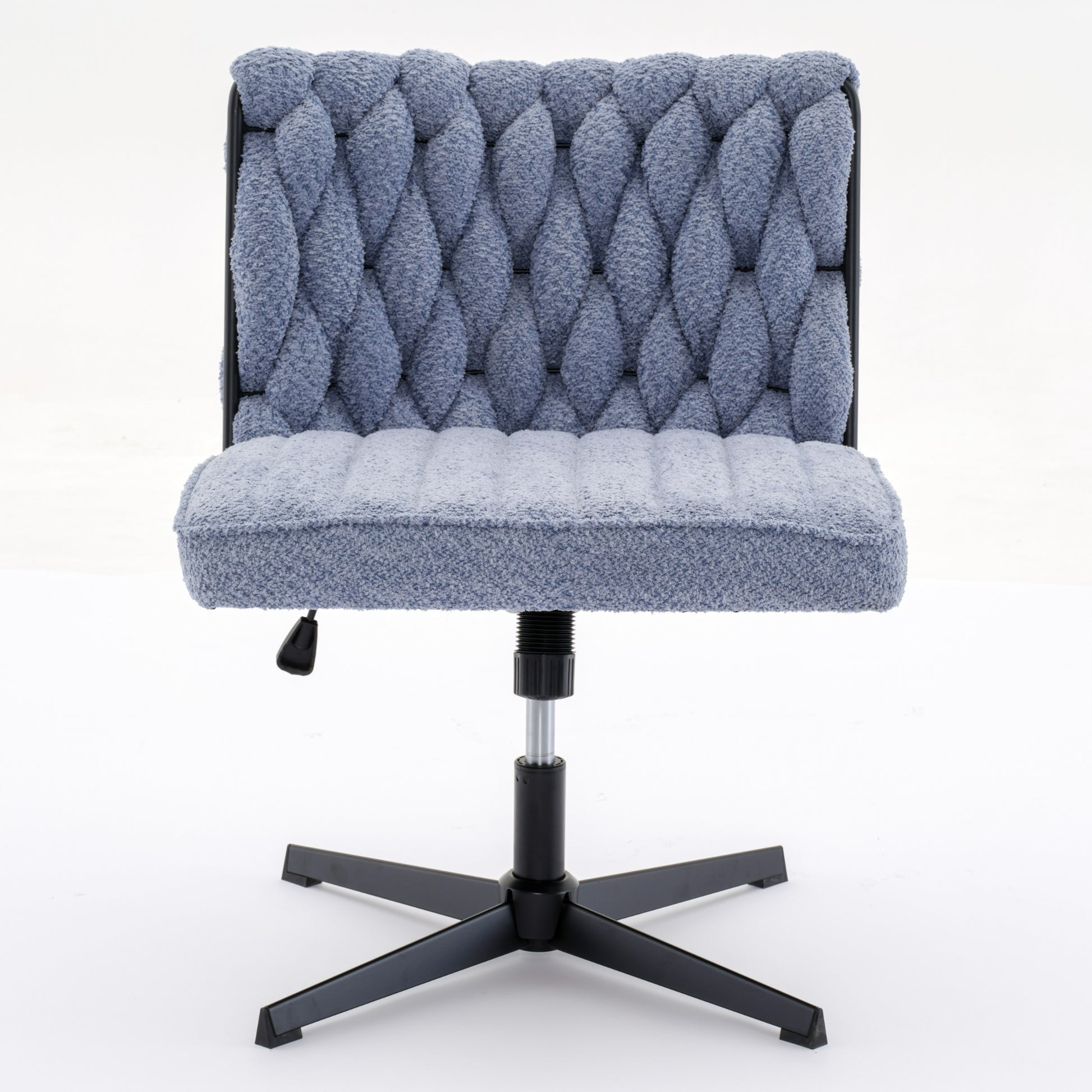 Armless Office Desk Chair No Wheels, Blue Blue Foam Polyester Blend