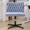 Armless Office Desk Chair No Wheels, Blue Blue Foam Polyester Blend