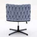 Armless Office Desk Chair No Wheels, Blue Blue Foam Polyester Blend