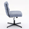 Armless Office Desk Chair No Wheels, Blue Blue Foam Polyester Blend