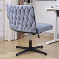 Armless Office Desk Chair No Wheels, Blue Blue Foam Polyester Blend