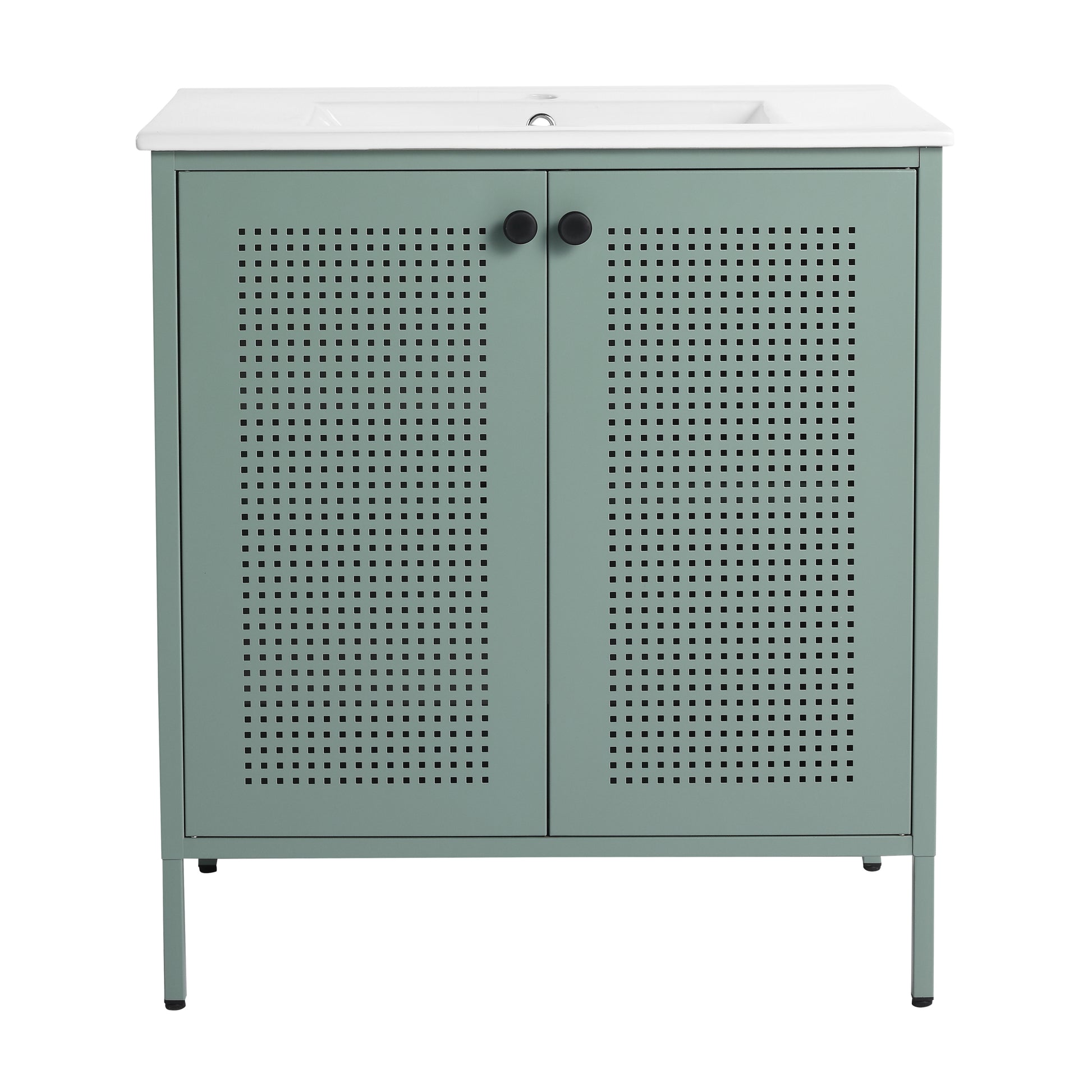 30 Inch Freestanding Bathroom Vanity With Ceramic Sink Mint Green 2 Bathroom Freestanding Modern Steel