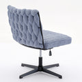 Armless Office Desk Chair No Wheels, Blue Blue Foam Polyester Blend