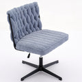 Armless Office Desk Chair No Wheels, Blue Blue Foam Polyester Blend