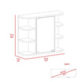 Valdez Medicine Cabinet With Six Shelves, Mirror Cabinet Black Mdf Engineered Wood
