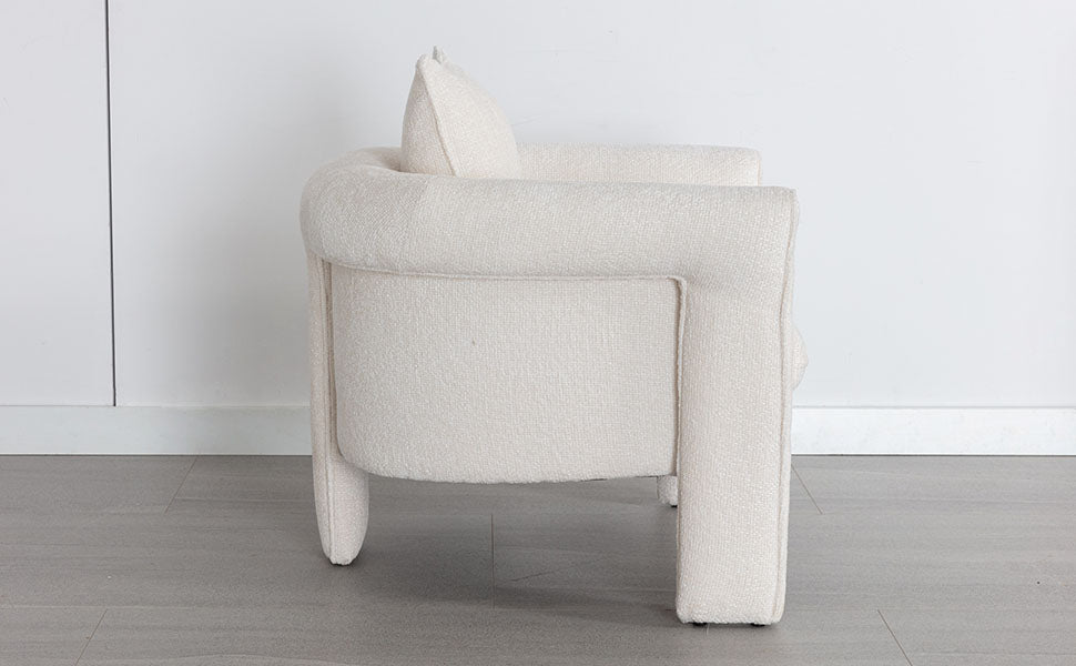 Modern Style Accent Chair Armchair For Living Room, Bedroom, Guest Room,Office, Ivory Ivory Upholstered