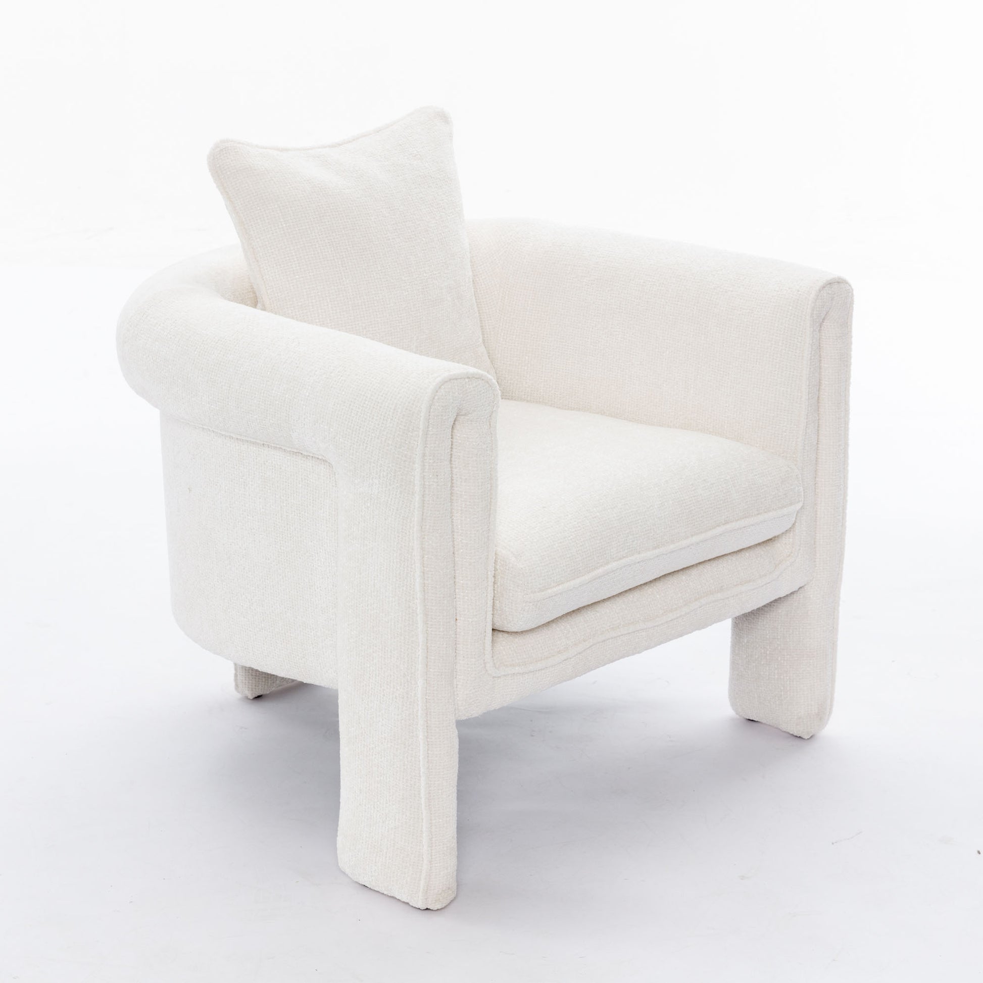 Modern Style Accent Chair Armchair For Living Room, Bedroom, Guest Room,Office, Ivory Ivory Upholstered