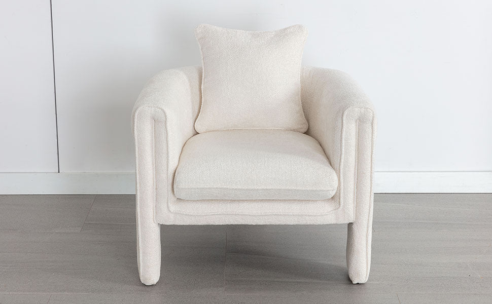 Modern Style Accent Chair Armchair For Living Room, Bedroom, Guest Room,Office, Ivory Ivory Upholstered