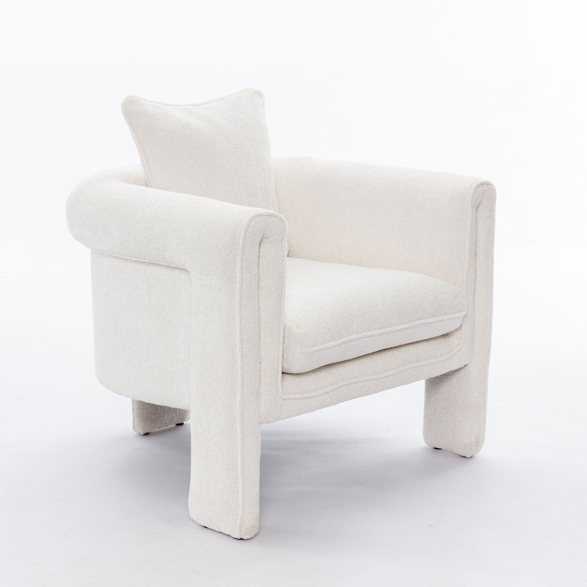 Modern Style Accent Chair Armchair For Living Room, Bedroom, Guest Room,Office, Ivory Ivory Upholstered