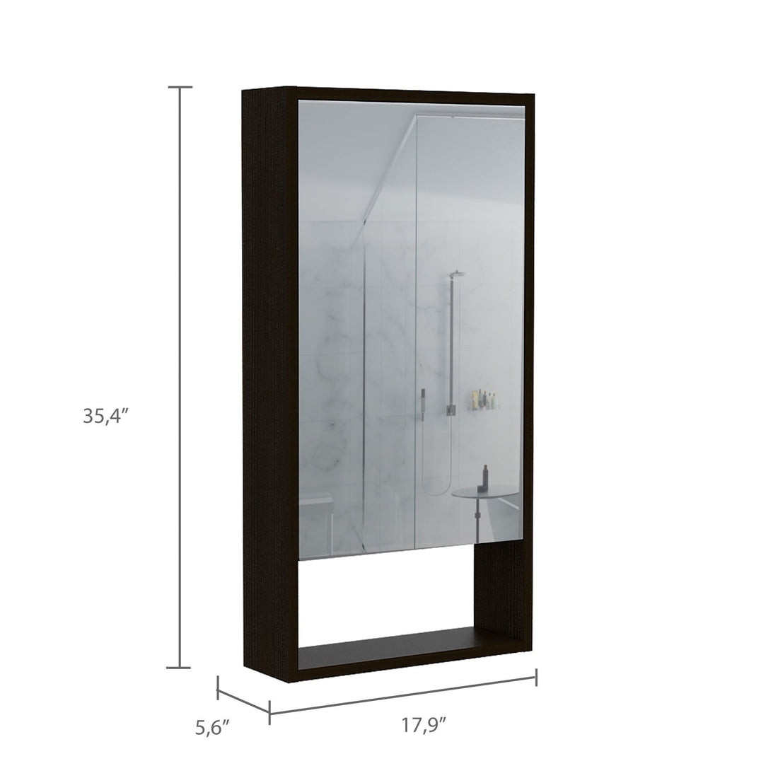 Mirror Praia, Looking Glass, Rectangular Shape Black Mdf Engineered Wood