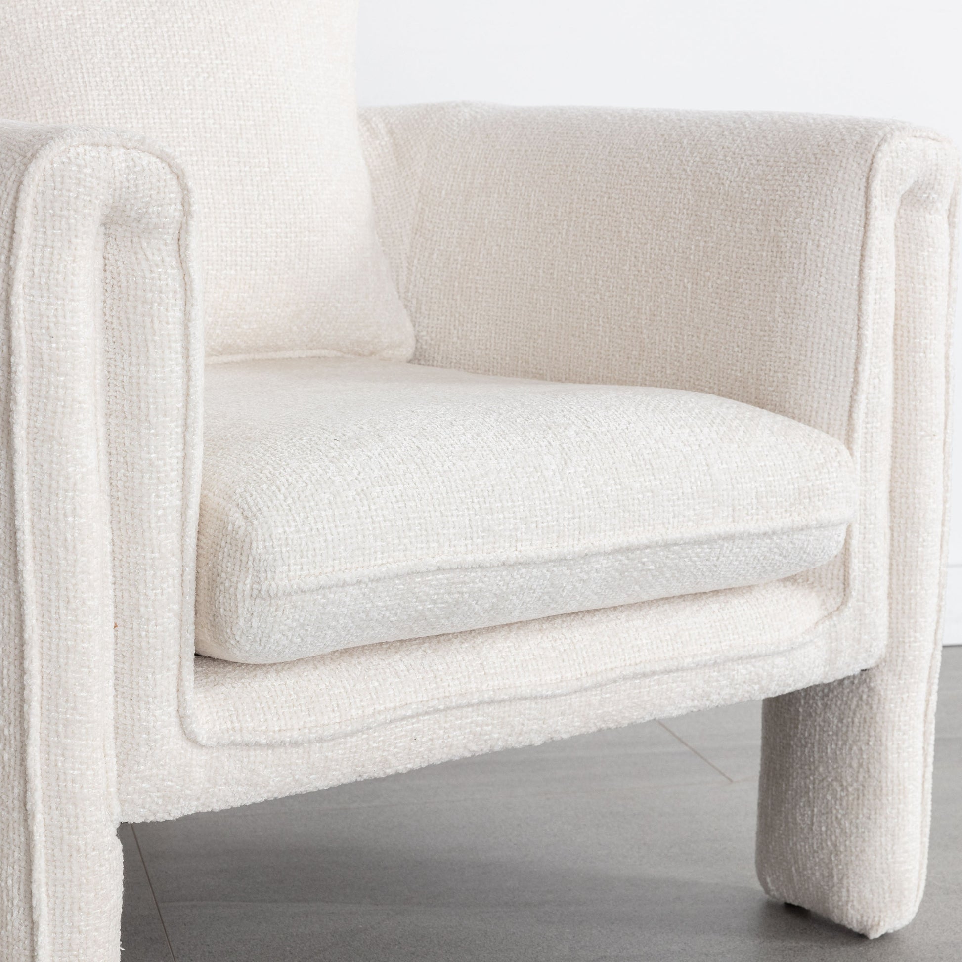Modern Style Accent Chair Armchair For Living Room, Bedroom, Guest Room,Office, Ivory Ivory Upholstered
