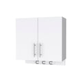 Weiser Wall Storage Cabinet, Space Saver Storage Cabinet With Broom Hangers White Mdf Engineered Wood