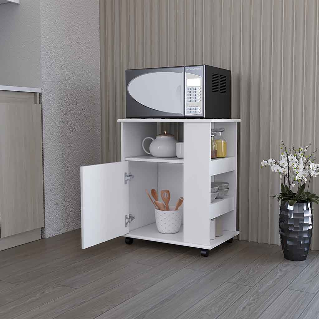Clayton Kit Lower Microwave Cabinet White Kitchen Modern Mdf Shelves Included Engineered Wood