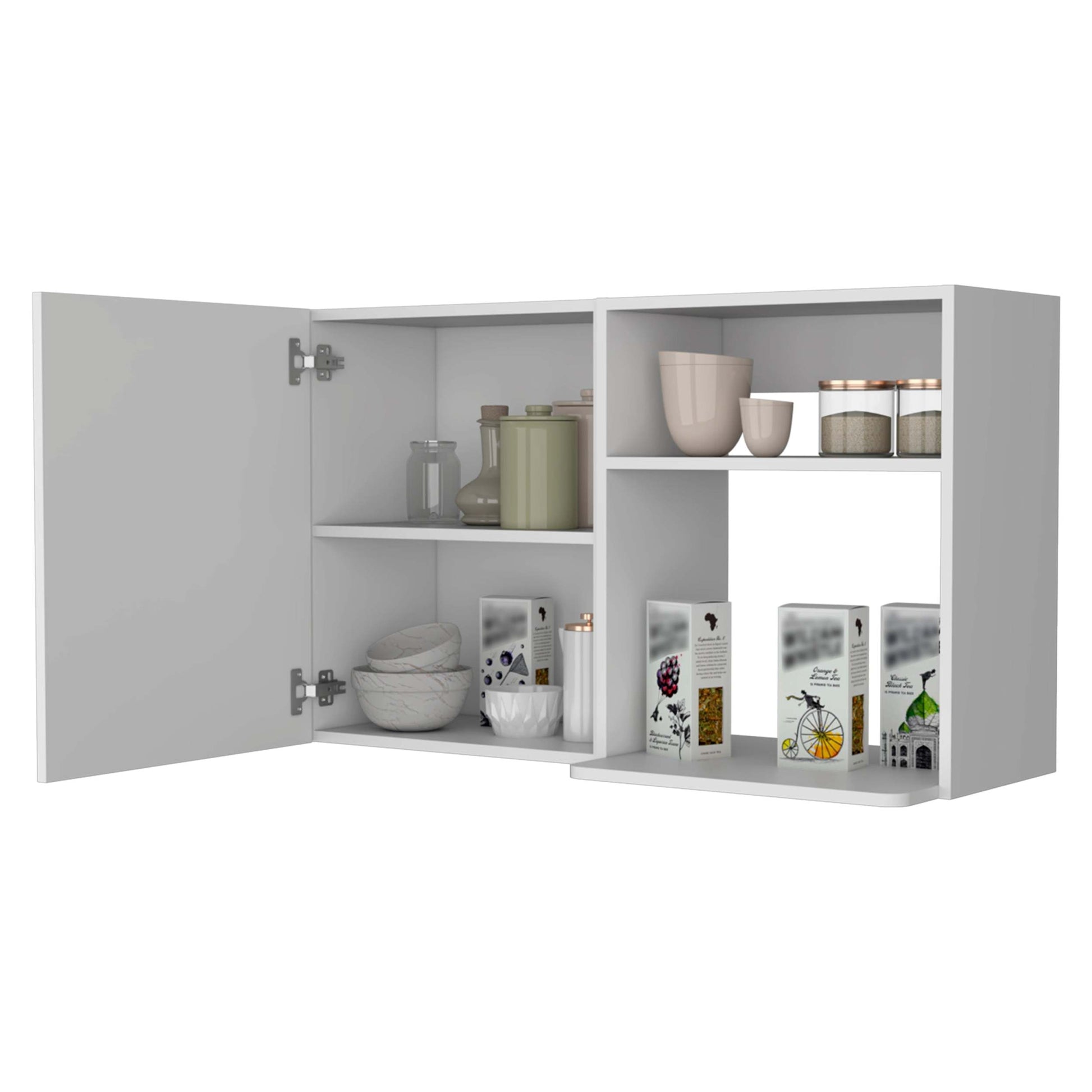 Oklahoma 2 Wall Cabinet, 2 Door Stackable Wall Mounted Storage Cabinet With 2 Side Shelf White Mdf Engineered Wood