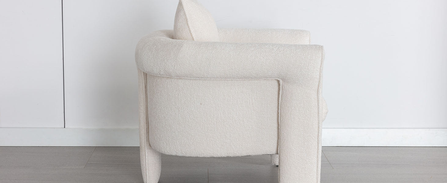Modern Style Accent Chair Armchair For Living Room, Bedroom, Guest Room,Office, Ivory Ivory Upholstered
