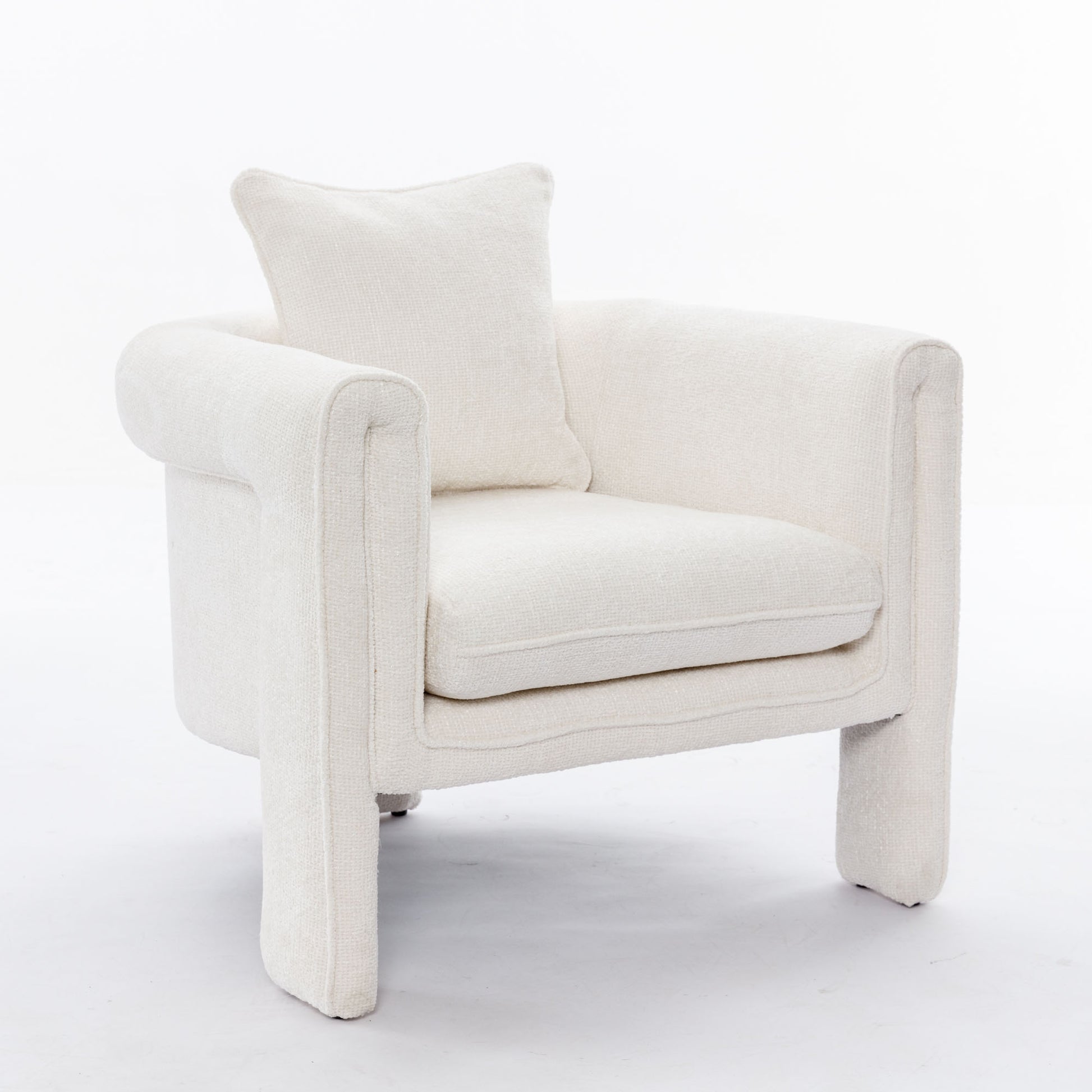 Modern Style Accent Chair Armchair For Living Room, Bedroom, Guest Room,Office, Ivory Ivory Upholstered
