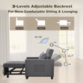 3 In 1 Convertible Futon Sofa Bed With Adjustable Backrest, Single Sofa Bed With Pull Out Sleeper, Convertible Futon Chair For Living Room, Side Bag And 1 Lumbar Pillow,Dark Gray Dark Gray Linen Wood Fabric 1 Seat