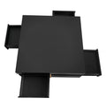 Modern High Gloss Coffee Table With 4 Drawers, Multi Storage Square Cocktail Tea Table With Wood Grain Legs, Center Table For Living Room, 31.5''X31.5'', Black Black Primary Living Space Drawers Particle Board