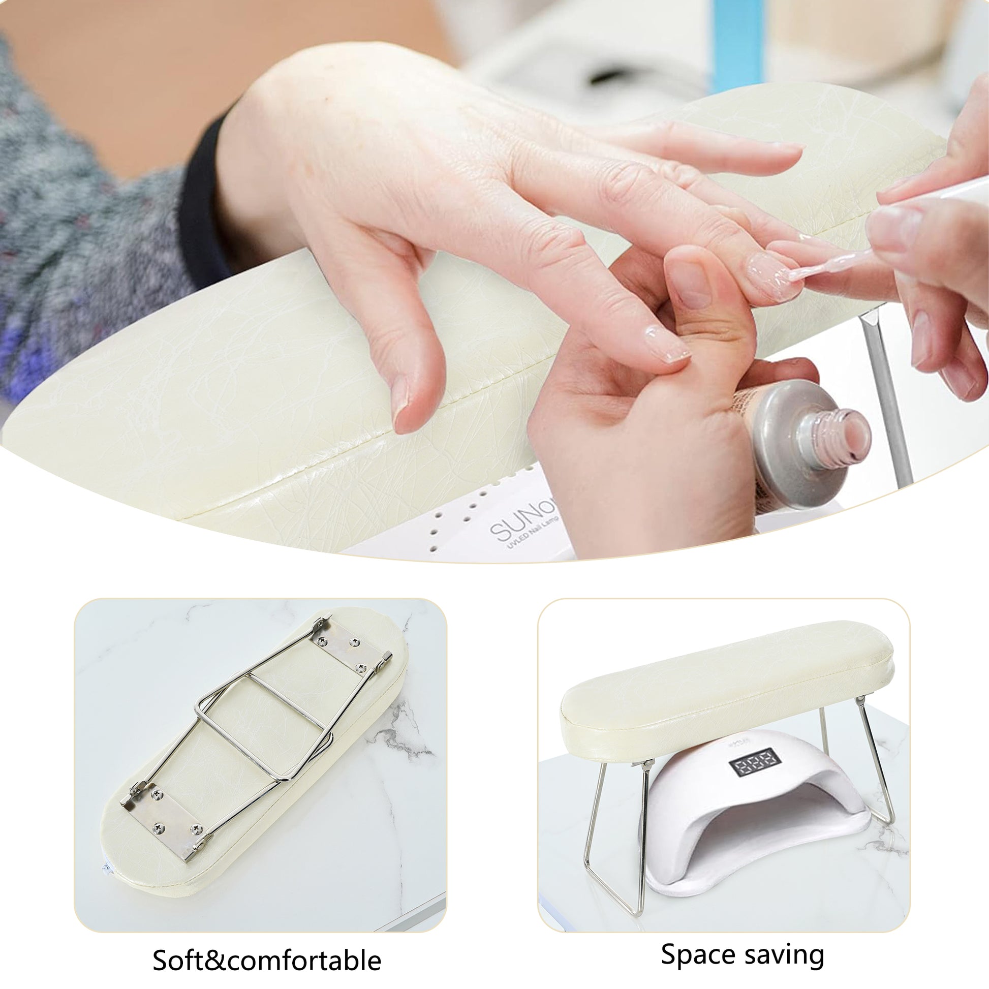 Manicure Table, Marbling Texture Nail Table With Electric Downdraft Vent,Wrist Cushion, Lockable Wheels, Storage Layers & Cabinet,White Gold White Modern Mdf Mdf Metal