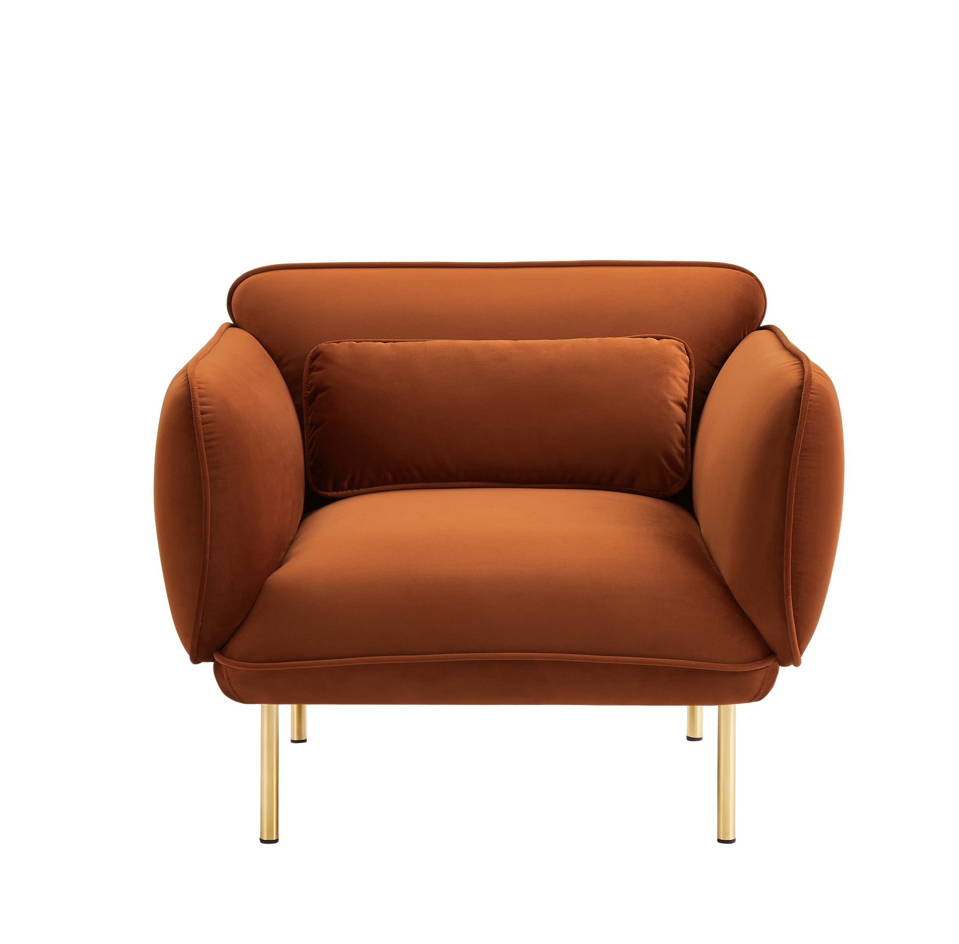Oversized Living Room Accent Velveta Armchair Upholstered Single Sofa Chair, Comfy Fabric Armchair With Metal Leg For Bedroom Living Room Apartment, Curry Brown Velvet