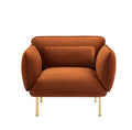 Oversized Living Room Accent Velveta Armchair Upholstered Single Sofa Chair, Comfy Fabric Armchair With Metal Leg For Bedroom Living Room Apartment, Curry Brown Velvet
