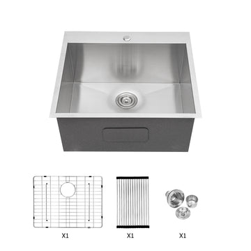 Laundry Sink 22X22X12" Drop In Laundry Sink Brushed Nickel Stainless Steel