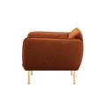 Oversized Living Room Accent Velveta Armchair Upholstered Single Sofa Chair, Comfy Fabric Armchair With Metal Leg For Bedroom Living Room Apartment, Curry Brown Velvet