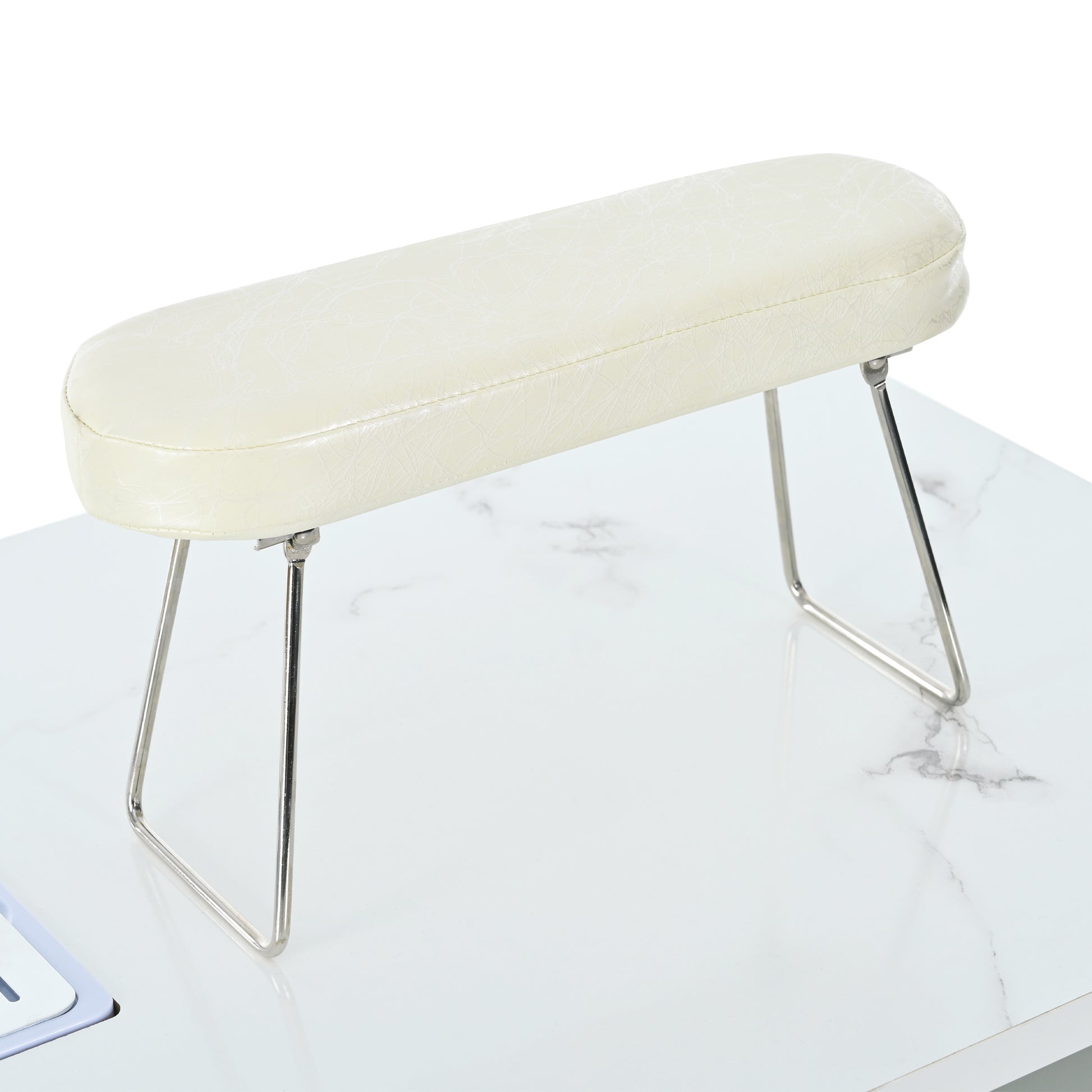 Manicure Table, Marbling Texture Nail Table With Electric Downdraft Vent,Wrist Cushion, Lockable Wheels, Storage Layers & Cabinet,White Gold White Modern Mdf Mdf Metal