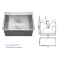 Laundry Sink 25X22X12