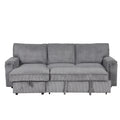 Upholstery Sleeper Sectional Sofa With Storage Bags And 2 Cup Holders On Arms Gray Wood Cushion Back Square Arms Polyester 3 Seat