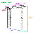 Metal Garden Arch L80.3'' X W20.47'' X H81.1'' Climbing Plants Support Rose Arch Outdoor Black Black Iron