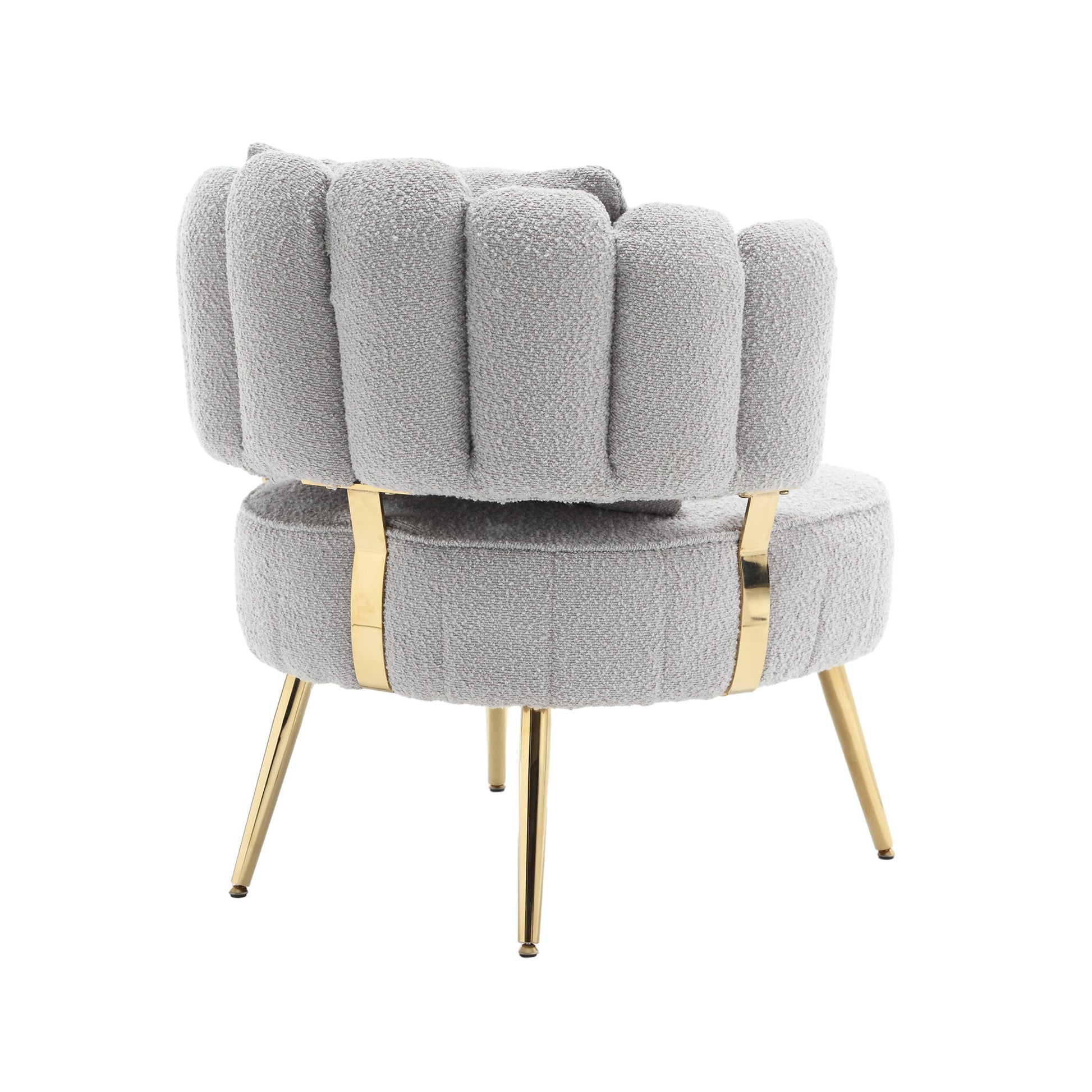 Coolmore Boucle Accent Chair Modern Upholstered Armchair Tufted Chair With Metal Frame, Single Leisure Chairs For Living Room Bedroom Gray Boucle