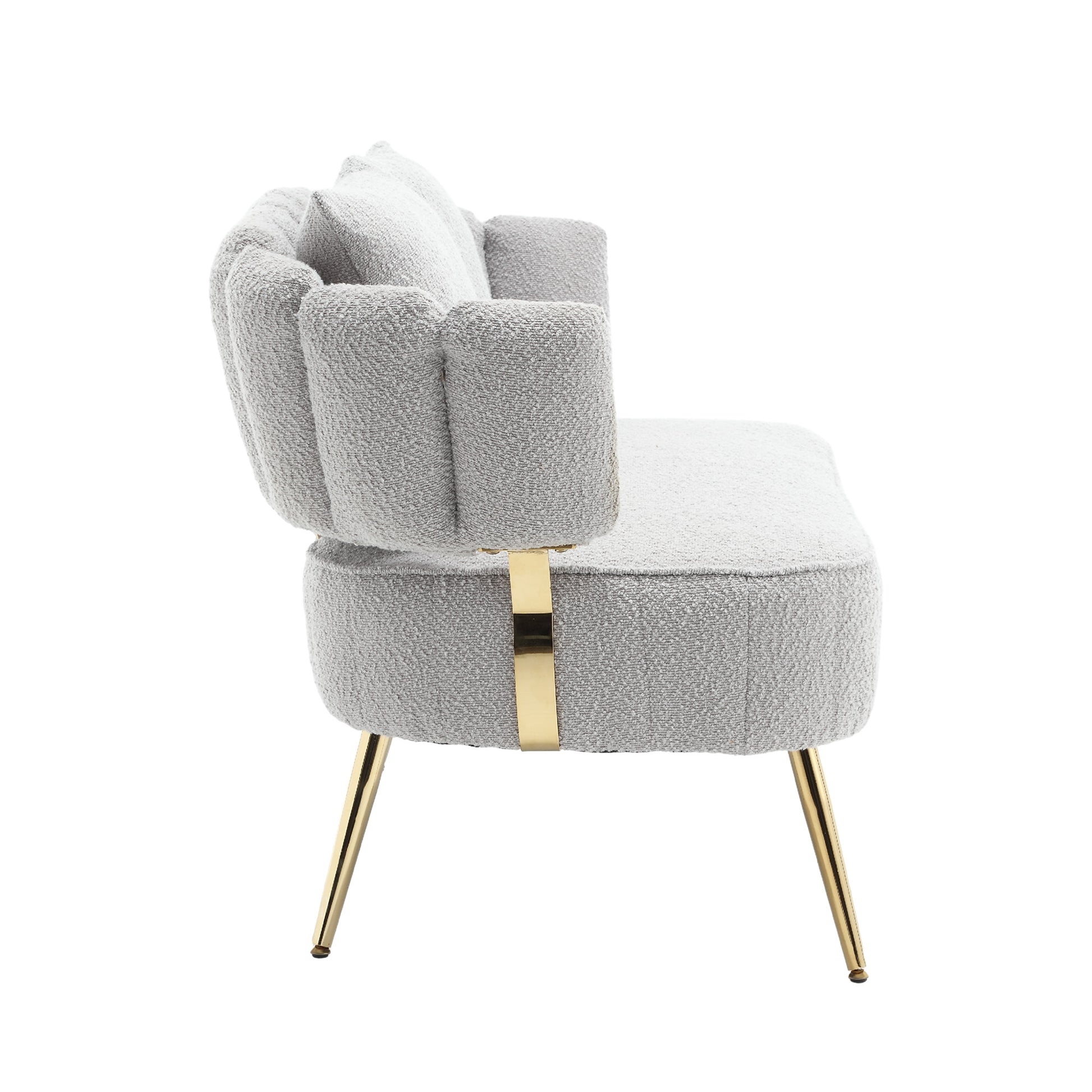 Coolmore Polyester Accent Sofa Modern Upholstered Armsofa Tufted Sofa With Metal Frame, Single Leisure Sofa For Living Room Bedroom Office Balcony Gray Boucle