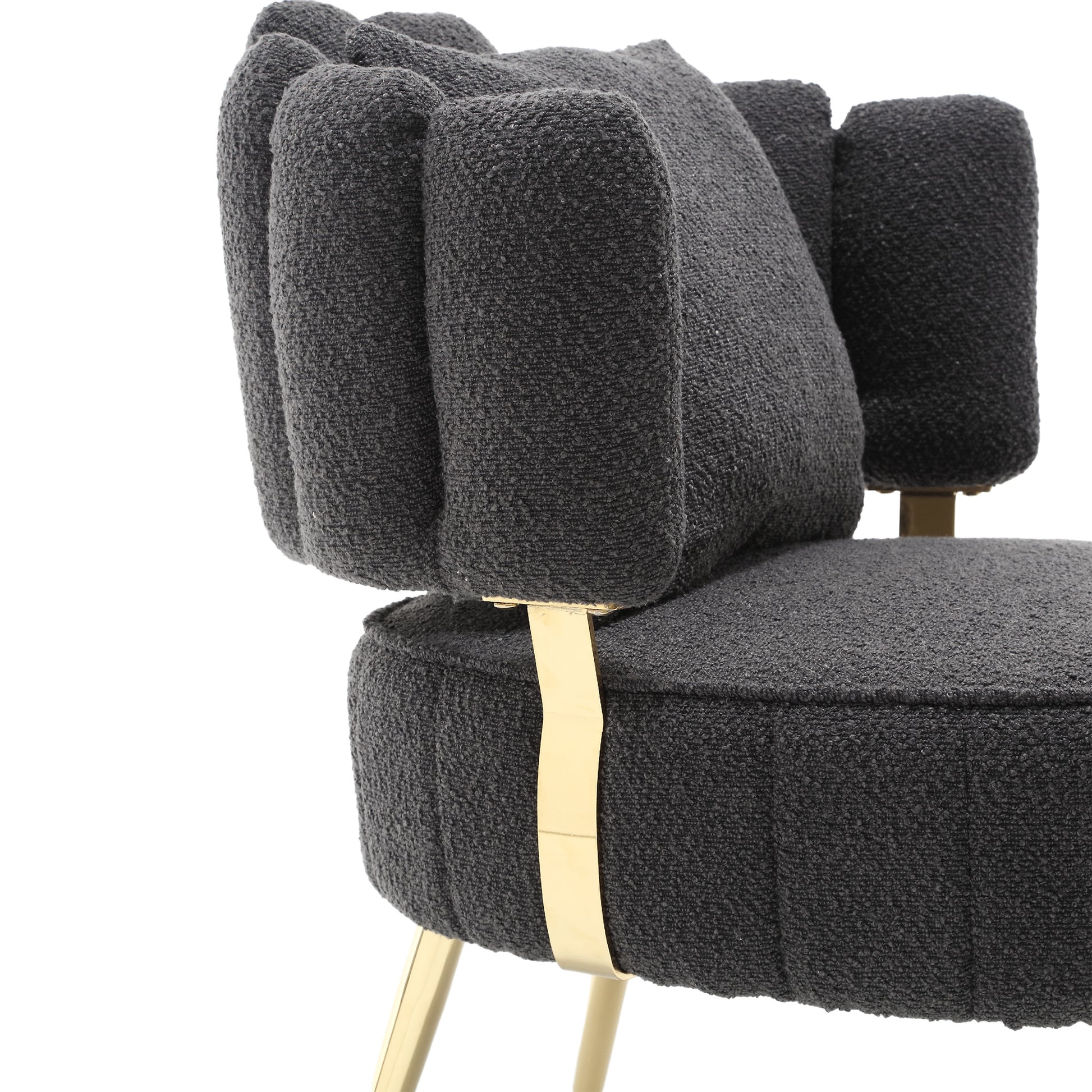 Coolmore Boucle Accent Chair Modern Upholstered Armchair Tufted Chair With Metal Frame, Single Leisure Chairs For Living Room Bedroom Black Boucle
