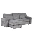 Upholstery Sleeper Sectional Sofa With Storage Bags And 2 Cup Holders On Arms Gray Wood Cushion Back Square Arms Polyester 3 Seat
