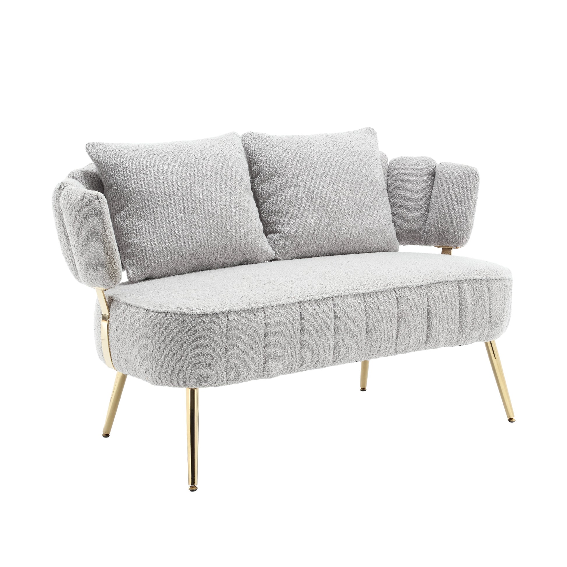 Coolmore Polyester Accent Sofa Modern Upholstered Armsofa Tufted Sofa With Metal Frame, Single Leisure Sofa For Living Room Bedroom Office Balcony Gray Boucle
