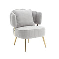 Coolmore Boucle Accent Chair Modern Upholstered Armchair Tufted Chair With Metal Frame, Single Leisure Chairs For Living Room Bedroom Gray Boucle