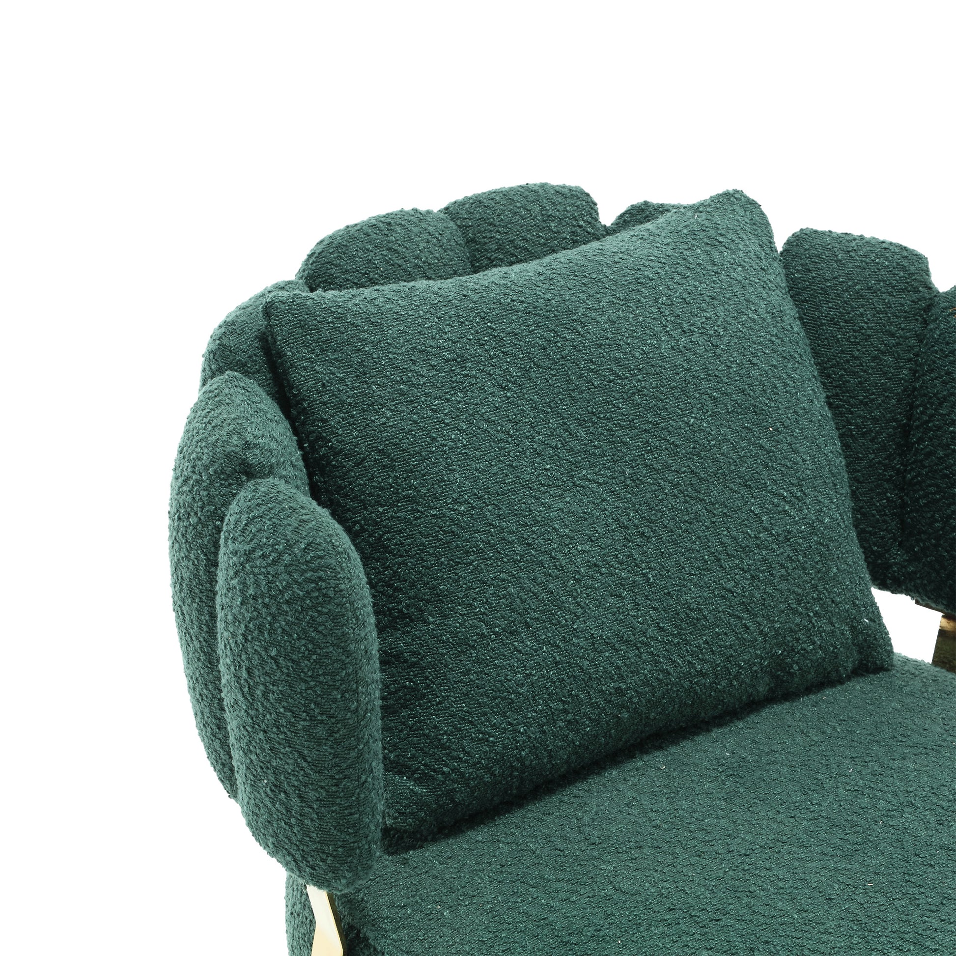 Coolmore Boucle Accent Chair Modern Upholstered Armchair Tufted Chair With Metal Frame, Single Leisure Chairs For Living Room Bedroom Emerald Boucle