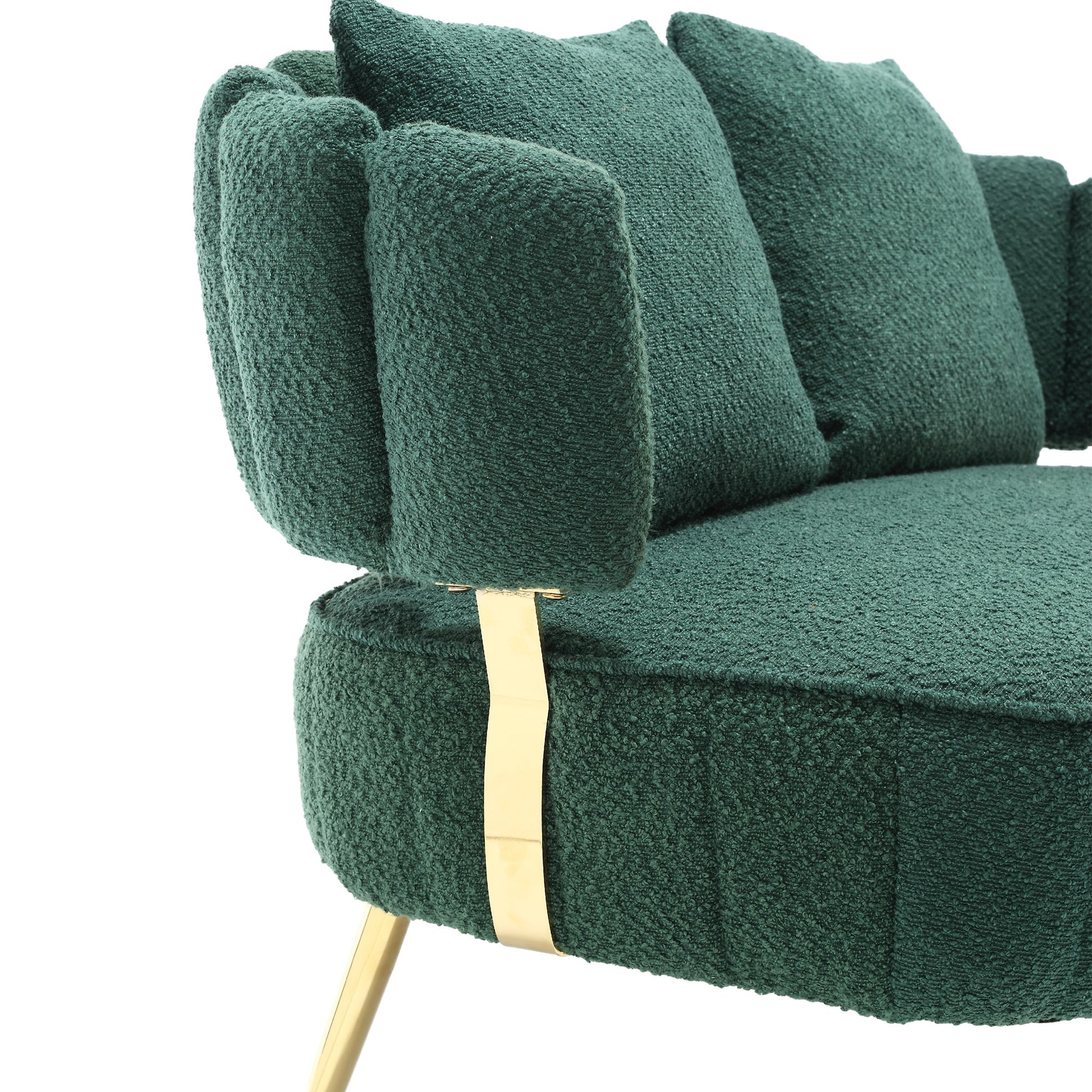 Coolmore Polyester Accent Sofa Modern Upholstered Armsofa Tufted Sofa With Metal Frame, Single Leisure Sofa For Living Room Bedroom Office Balcony Emerald Boucle
